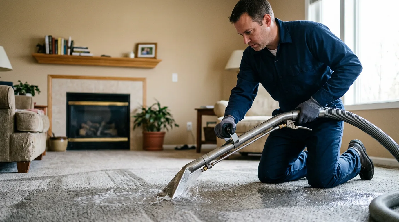 Water damage restoration technician working near Rio, WV